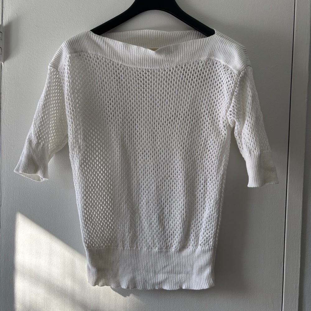 Michael Kors 100% Cotton White Crochet Sweater - Size Medium